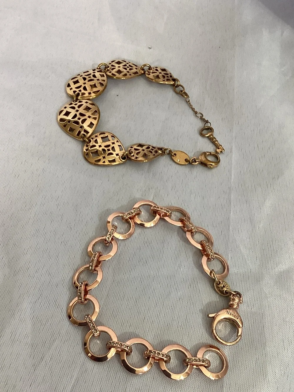 Fossil Rose Gold Linked Chain Bracelet bundle
